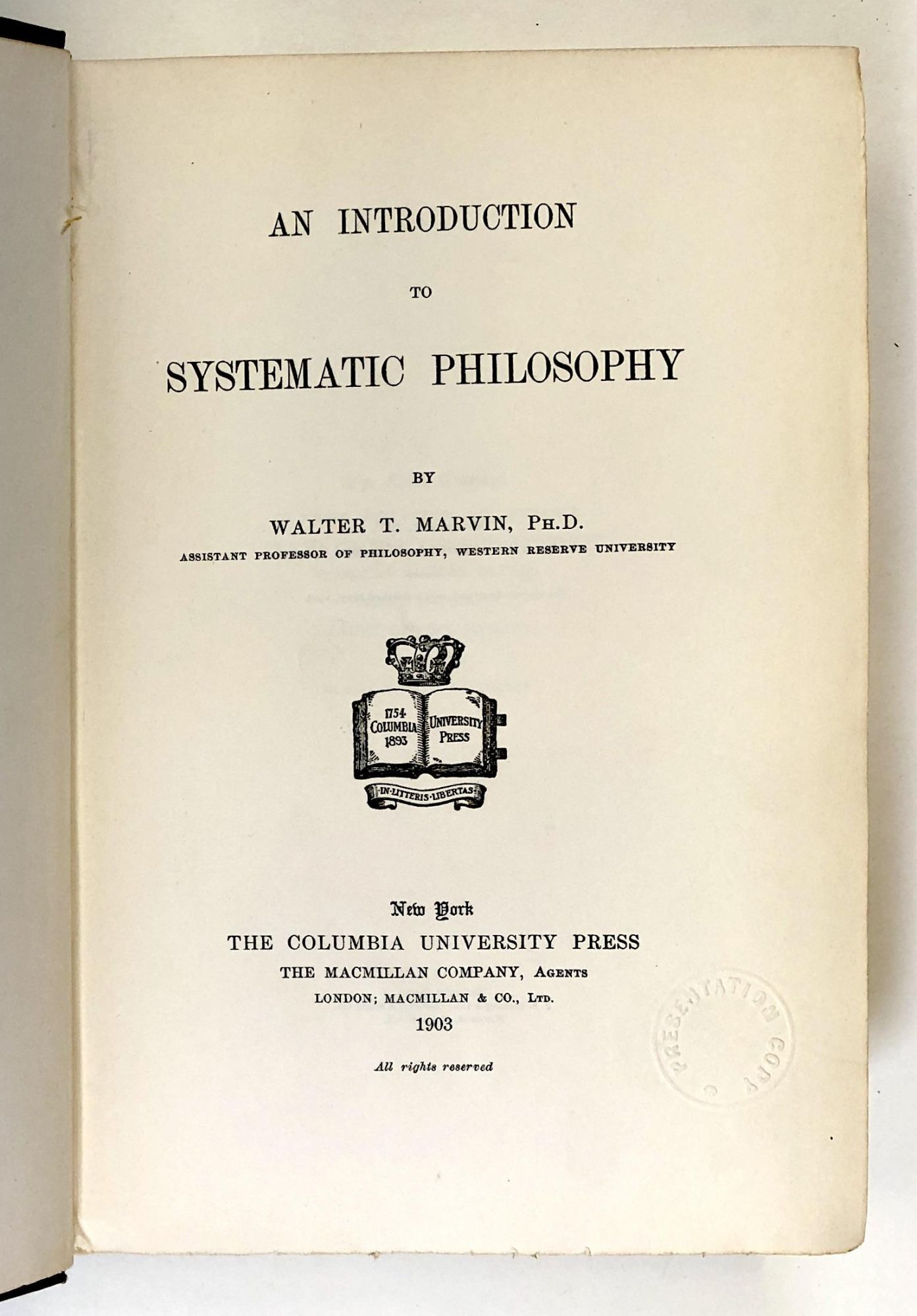 An Introduction to Systematic Philosophy | Walter T. Marvin