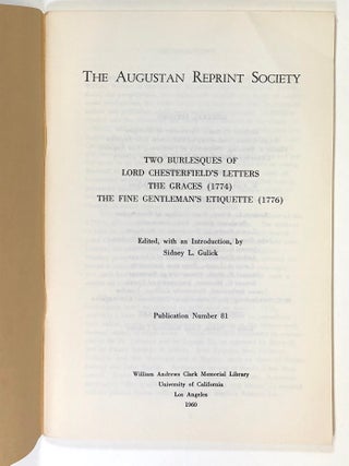 Two Burlesques of Lord Chesterfield's Letters; The Graces, The Fine Gentleman's Etiquette