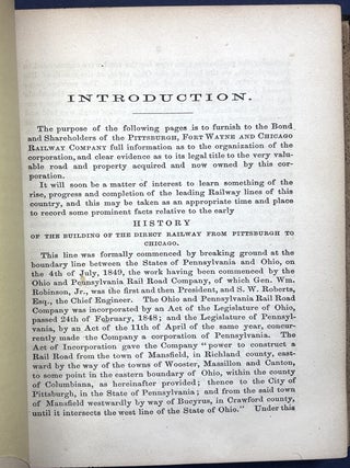 The Pittsburgh, Fort Wayne & Chicago Railway, bound volume of 5 pamphlets, 1862-1865