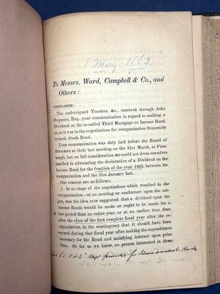 The Pittsburgh, Fort Wayne & Chicago Railway, bound volume of 5 pamphlets, 1862-1865
