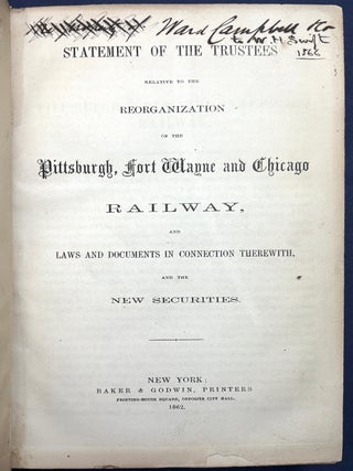 The Pittsburgh, Fort Wayne & Chicago Railway, bound volume of 5 pamphlets, 1862-1865