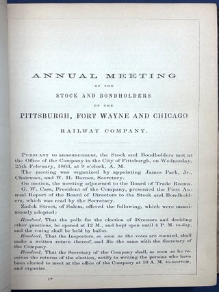 The Pittsburgh, Fort Wayne & Chicago Railway, bound volume of 5 pamphlets, 1862-1865