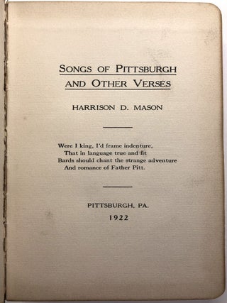 Songs of Pittsburgh and Other Verses