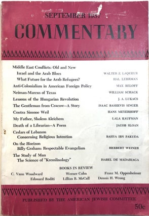 Item #0072461 Commentary, September 1957, featuring the short story, "The Gentleman from Cracow,"...