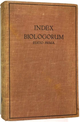 Item #0072825 Index Biologorum: Investigatores, Laboratoria, Periodica. G. Chr Hirsch