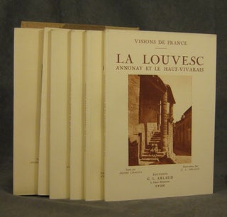27 issues of Visions de France, in the original publisher's folder: Lourdes-Gavarine Cauterets -- Aix-Les-Bains -- La Cote des Maures -- Montpellier -- Aix-en-Provence -- Auvergne -- Bayonne - Biarritz - Pau -- Bretagne -- Les Baux de Provence -- Bourg et Brou -- Bretagne de Brest a Roscoff -- La Louvesc -- Avignon -- Vals-Les-Bains -- Arles -- Nimes -- Lyon -- Basse-Alsace -- Le Lac Leman -- Marseille -- Pyrenees III -- Haute-Alsace --Vallee de la Loire -- Auvergne et Bourbonnais -- Annecy -- La Cote d'Azur -- Le Jura, No. 1