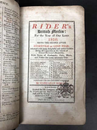 The London Kalendar: or, Court and City Register, for England, Scotland, Ireland and the Colonies, for the year 1810, including a list of the present Parliament, more extensive and useful than in any other Book of the Kind yet published...