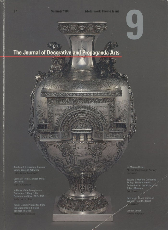 Item #0077486 The Journal of Decorative and Propaganda Arts, 9, Summer 1988: Metalwork Theme Issue. Pamela Johnson.