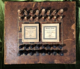 Item #0079554 Ca. 1817 Antique Chess and Backgammon set, in box made to imitate a two volume...
