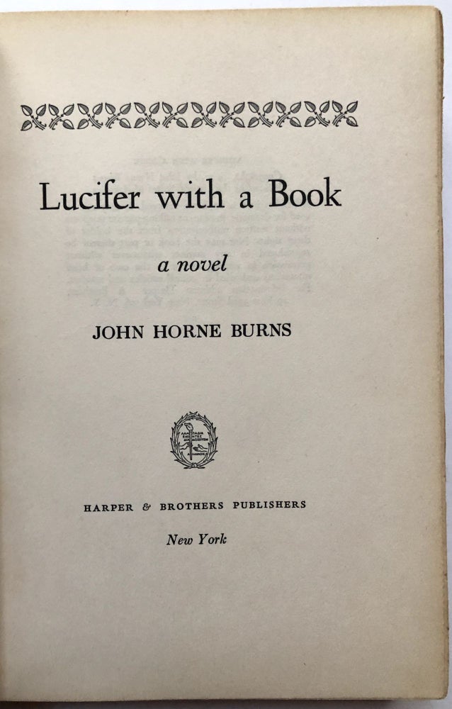 Item #0079703 Lucifer with a Book. John Horne Burns.