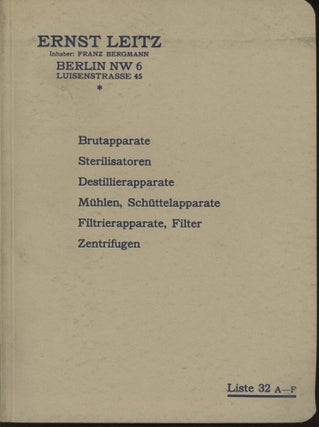 Item #0080701 Ernst Leitz, Liste 32, A-F: Brutapparate, Sterilisatoren, Destillierapparate,...