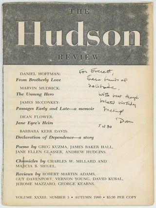 Item #0081536 From Brotherly Love -- Reprint from the Hudson Review, Autumn 1980. Daniel Hoffman