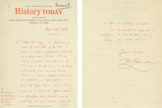 Item #0081543 ALS from Peter Quennell to Robert Cowley, 1967. Peter Quennell, Robert Cowley,...
