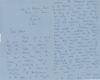 Item #0081545 Group of 2 handwritten letters from Christopher Hibbert to Robert Cowley, 1968....