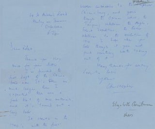 Group of 2 handwritten letters from Christopher Hibbert to Robert Cowley, 1968