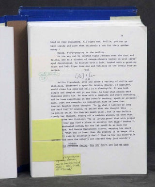 Xeroxed typescript with editor's notes for Jim Dandy: A Novel, with 2 inscriptions from Faust to friend and publisher Matthew Bruccoli