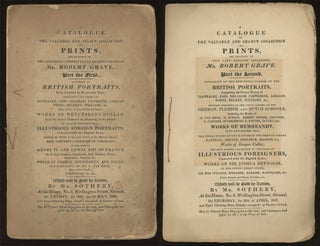 Item #0084154 A Catalogue of The Valuable and Select Collection of Prints, the property of The...