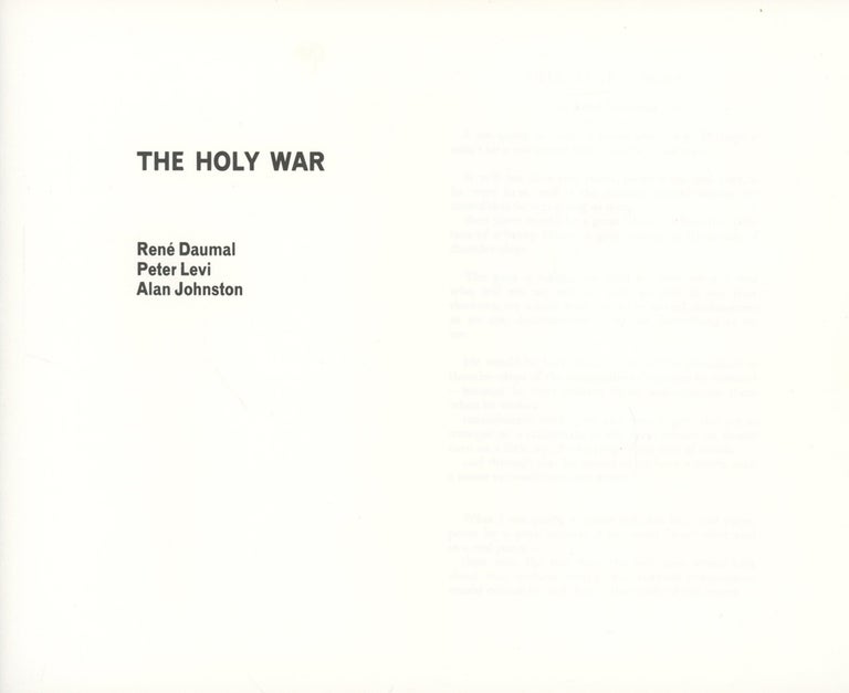 Item #0084357 The Holy War -- Morning star Folio, Sixth Series. Rene Daumal, Peter Levi, Alan Johnston, trans.