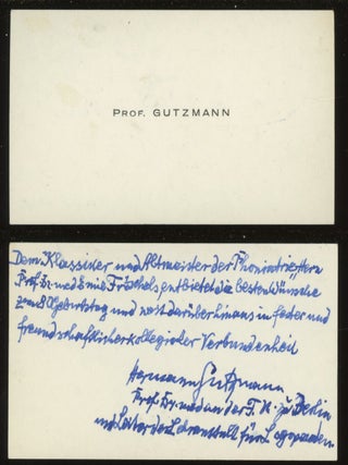 Sprachstorungen und Sprachheilkunde: Beitrage zur Kenntnis der Physiologie, Pathologie und Therapie der Sprache, bound with Das Stottern: Eine Monographie fur Aertze (inscribed by the author) AND Compensation der Sinne AND Sprachhliches und Spracharztliches (inscribed) AND Heilungsversuche bei Centromotorischer und Centrosensorischer Aphasie AND Ueber die Behandlung der Aphasie AND Sonder-Abdruck aus der Zeitschrift fur Klinische Medizin (inscribed), plus inscribed business card