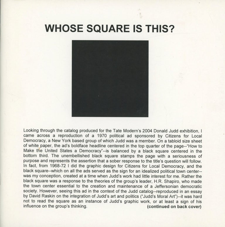 Item #0088947 Whose Square Is This? Paul Zelevansky.