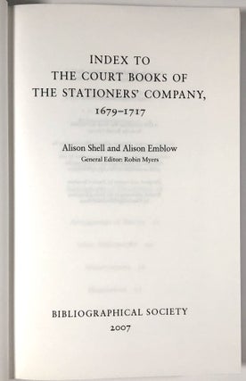 Index to the Court Books of the Stationers' Company, 1679-1717