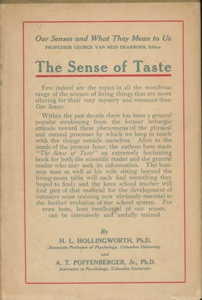 Item #B37360 The Sense of Taste. H. L. Hollingworth, A T. Poffenberger