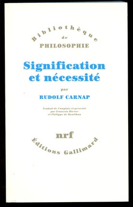 Item #B40632 Signification et Necessite: Une Recherche en Semantique et en Logique Modale. Rudolf...
