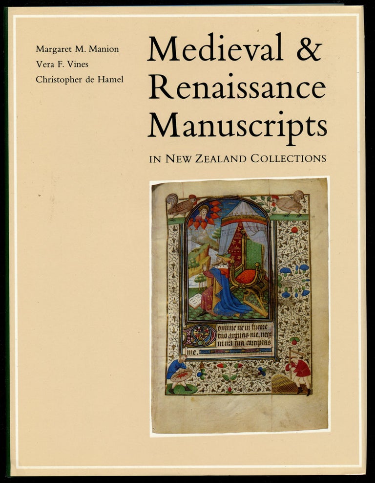Item #B41511 Medieval and Renaissance Manuscripts in New Zealand Collections. Margaret M. Manion, Vera F. Vines, Christopher de Hamel.