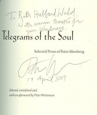 Item #B41810 Telegrams of the Soul: Selected Prose of Peter Altenberg. Peter Altenberg, Peter...