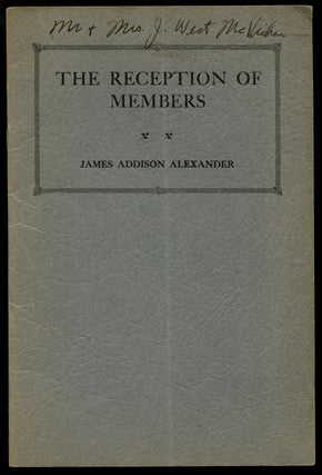 Item #B43344 The Reception of Members. James A. Alexander
