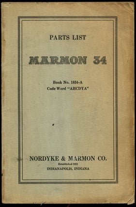 Item #B43432 Parts List: Marmon 34--Book No. 1834-A, Code Word "AHCDYA" n/a