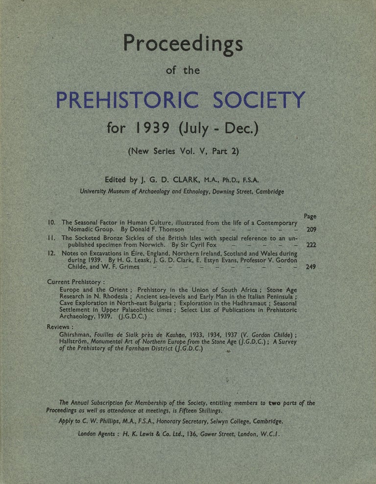 Item #B43444 Proceedings of the Prehistoric Society for 1939: New Series, Vol. V, Parts I and 2 (Proceedings of the Prehistoric Society of East Anglia, 1908-1935). J. G. D. Clark.