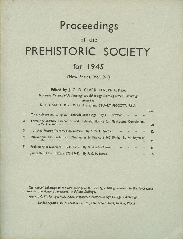 Item #B43445 Proceedings of the Prehistoric Society for 1945, New Series, Vol. XI (Proceedings of the Prehistoric Society of East Anglia, 1908-1935). J. G. D. Clark.