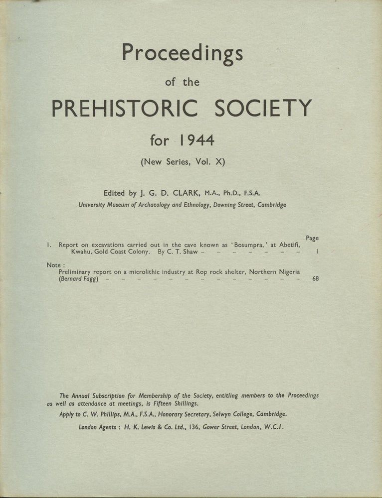 Item #B43446 Proceedings of the Prehistoric Society for 1944: New Series, Vol. X (Proceedings of the Prehistoric Society of East Anglia, 1908-1935). J. G. D. Clark.