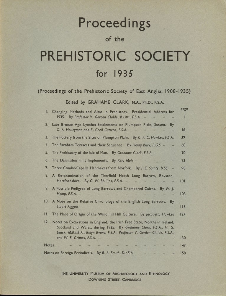 Item #B43483 Proceedings of the Prehistoric Society for 1935 (Proceedings of the Prehistoric Society of East Anglia, 1908-1935). Grahame Clark.