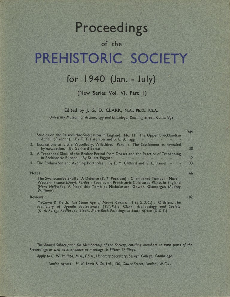 Item #B43484 Proceedings of the Prehistoric Society for 1940 (Jan. - July) (New Series Vol. VI, Part I). J. G. D. Clark.