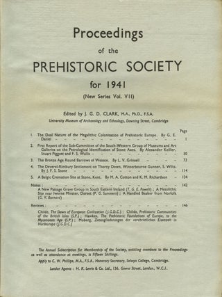 Item #B43485 Proceedings of the Prehistoric Society for 1941 (New Series Vol. VII). J. G D. Clark