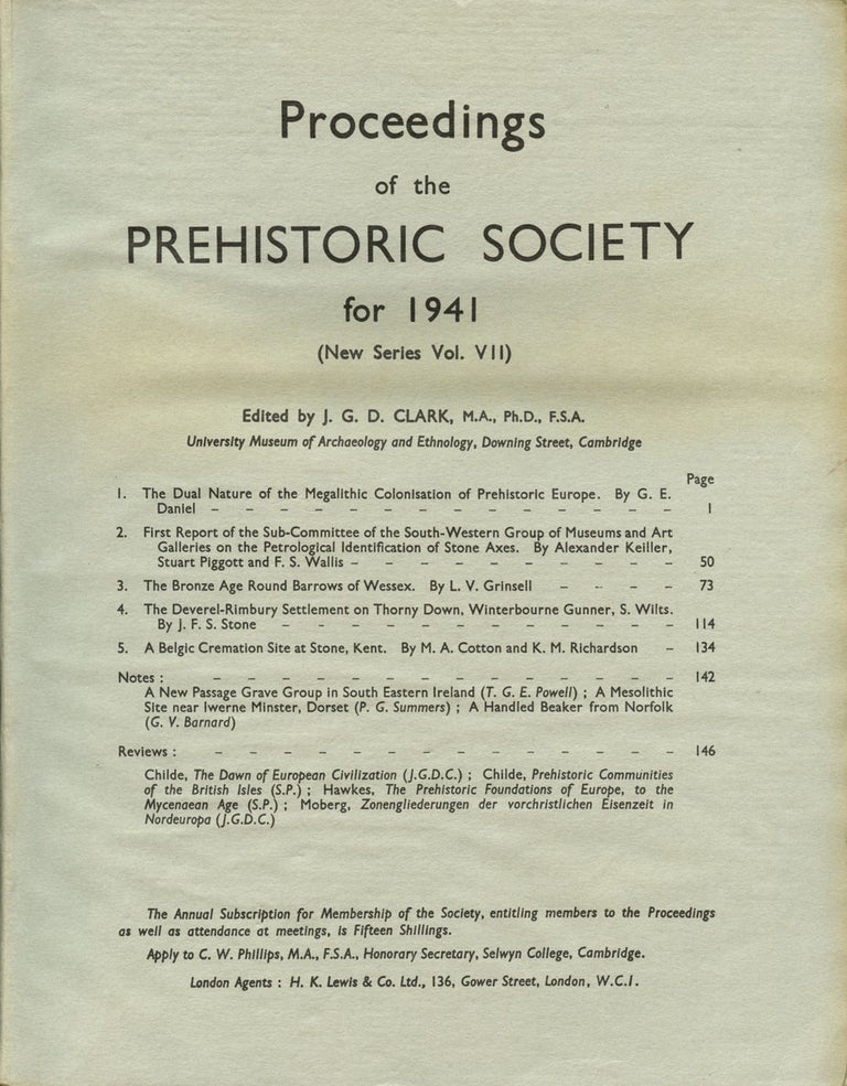 Item #B43485 Proceedings of the Prehistoric Society for 1941 (New Series Vol. VII). J. G. D. Clark.