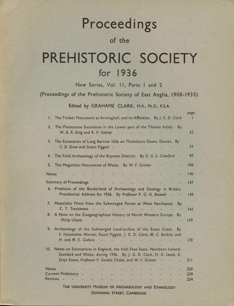 Item #B43486 Proceedings of the Prehistoric Society for 1936: New Series, Vol. II, Parts 1 and 2 (Proceedings of the Prehistoric Society of East Anglia, 1908-1935). Grahame Clark.