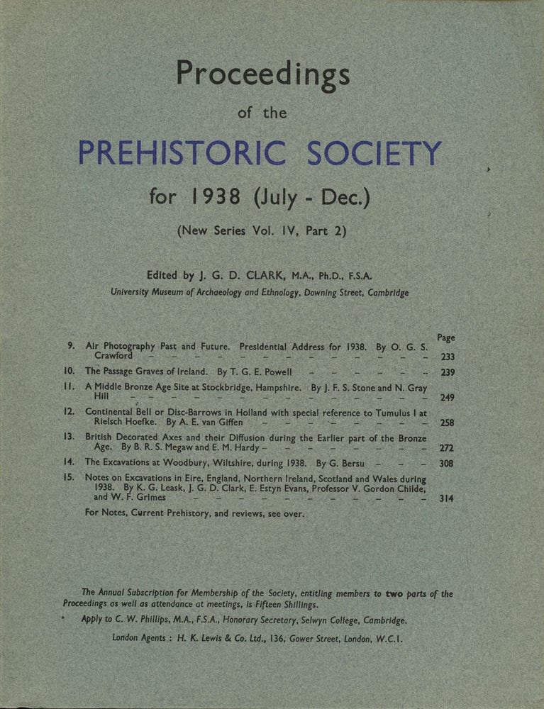 Item #B43487 Proceedings of the Prehistoric Society for 1938 (July-Dec.) (New Series Vol. IV, Part 2). J. G. D. Clark.