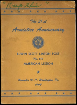 Item #B43841 The 31st Armistice Anniversary: Edwin Scott Linton Post No. 175 American...
