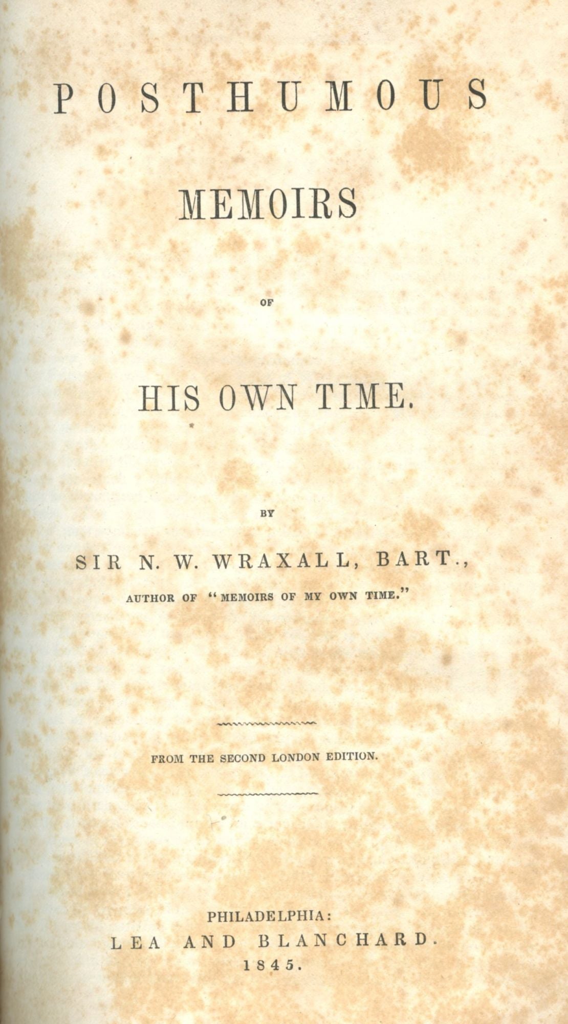 Posthumous Memoirs of His Own Time