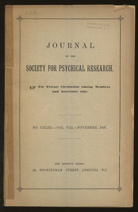 Item #B46727 Journal of the Society for Psychical Research: No. CXLIII--Vol. VIII, November 1897....