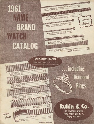 Item #B46785 1961 Name Brand Watch Catalog...Including Diamond Rings. Rubin, Co