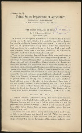 Item #B46895 The Brood Diseases of Bees [United States Department of Agriculture, Circular No....