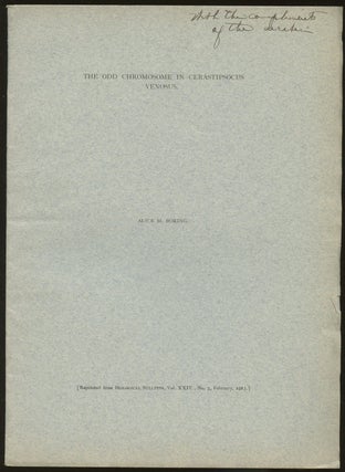 Item #B46899 The Odd Chromosome in Cerastipsocus Venosus [Reprinted from Biological Bulletin,...