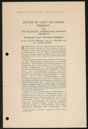 Item #B47060 Action of Light on Visual Pigments, from the Biological Laboratories, Harvard...