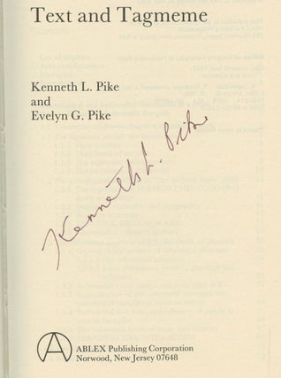Text and Tagmeme [Signed by Kenneth Pike]