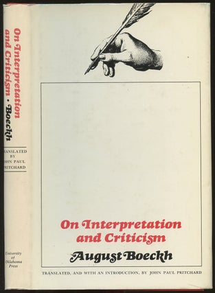 Item #B48671 On Interpretation & Criticism. August Boeckh, John Paul Pritchard