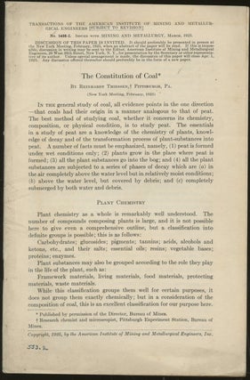Item #B50043 The Constitution of Coal [Transaction of the American Institute of Mining and...
